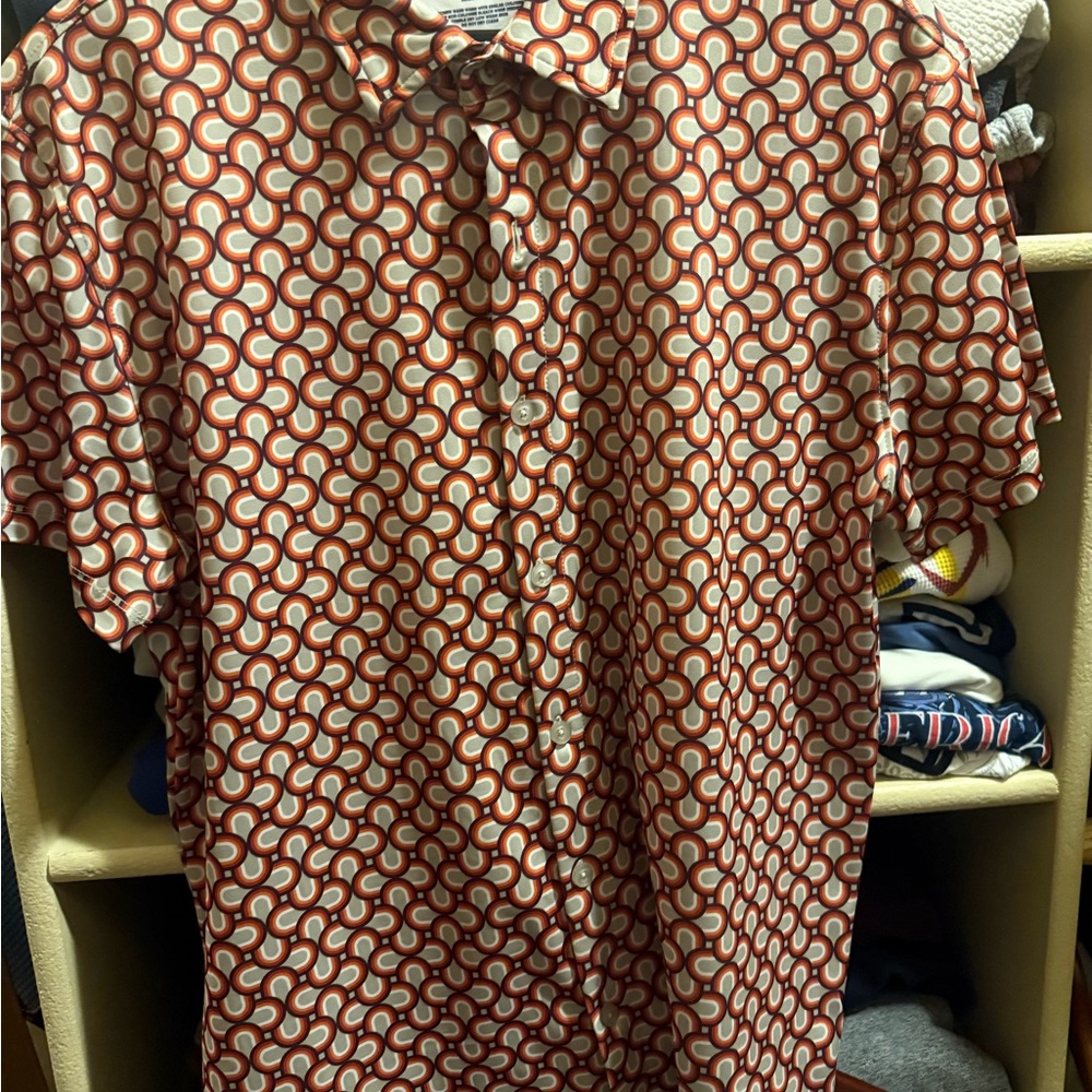 Daniel Cremieux Red and White Geometric Shirt